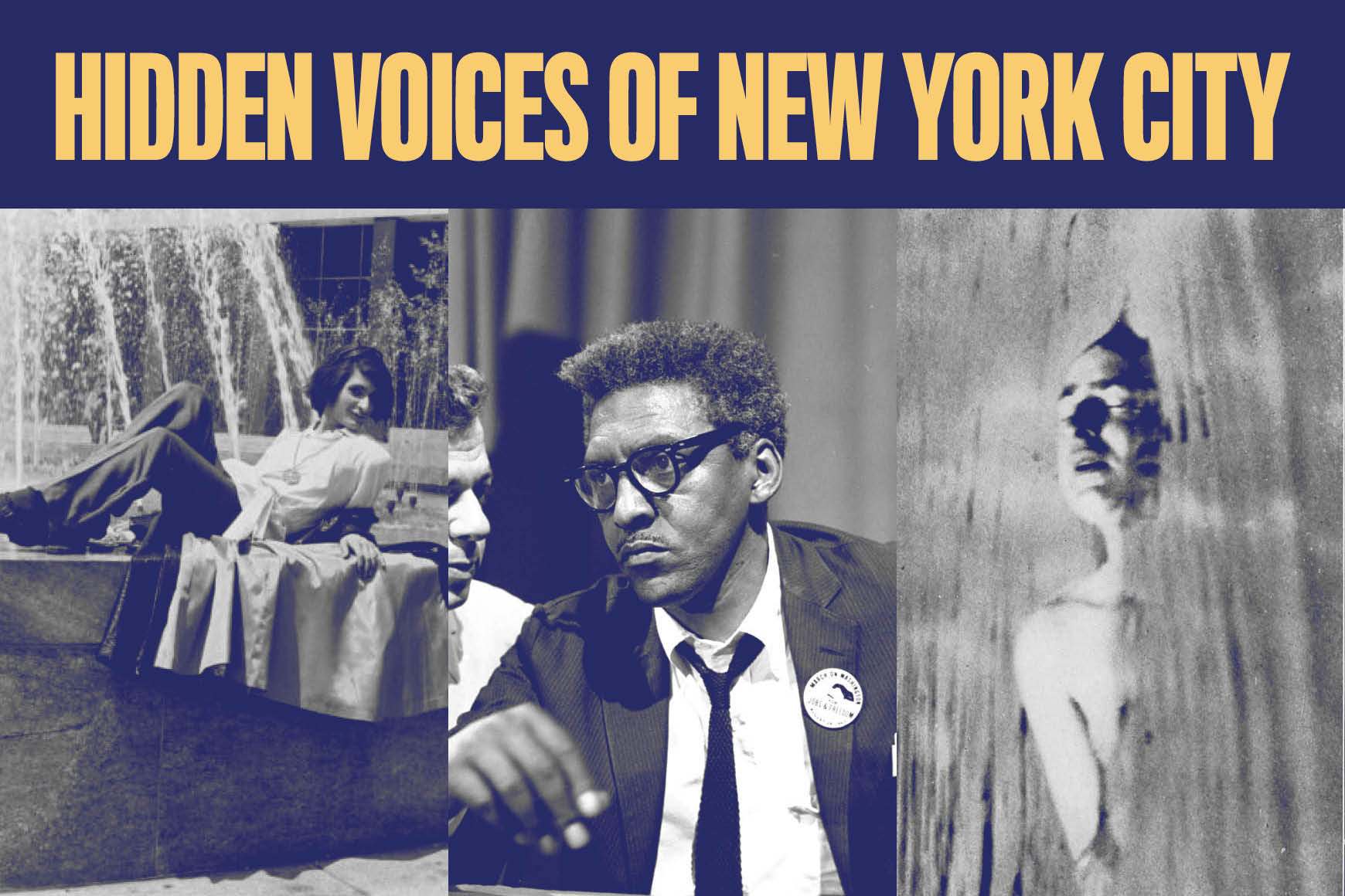 A graphic that reads, Hidden Voices of New York City with three photos underneath.